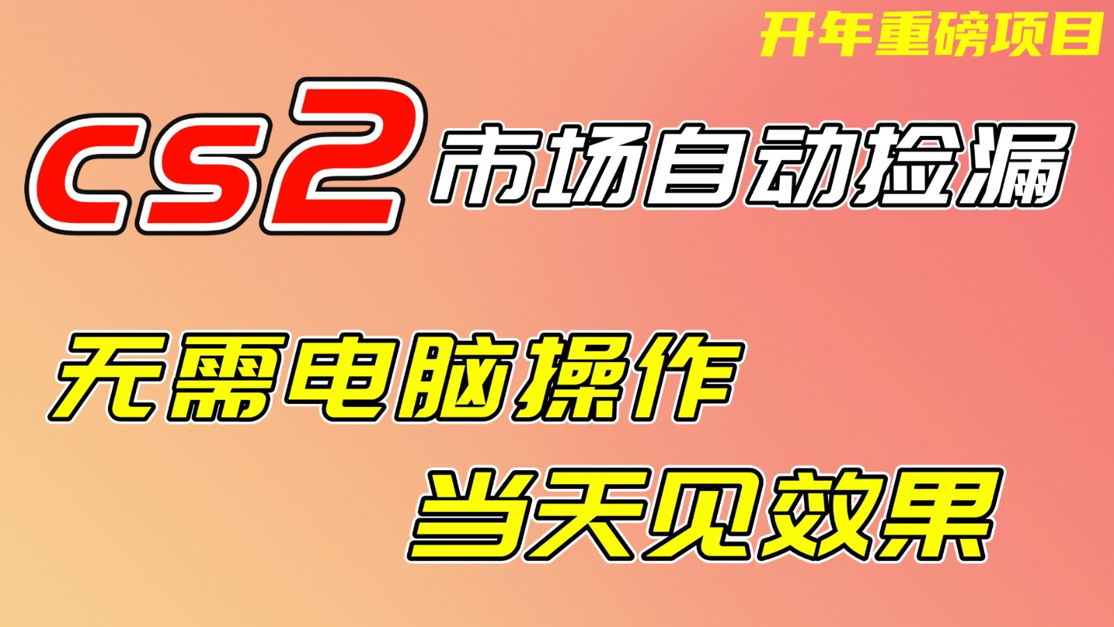 CS2市场挂机项，无需电脑操作，无需进入游戏，当天见效果，支持任何形式验证-保成圈-山云人力,分享创业咨询_最新网络项目资源