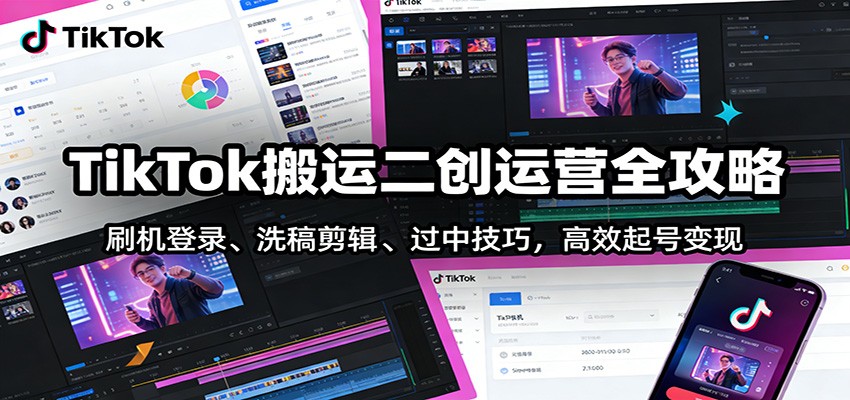 TikTok搬运二创运营全攻略：刷机登录、洗稿剪辑 、过中技巧，高效起号变现-保成圈-山云人力,分享创业咨询_最新网络项目资源