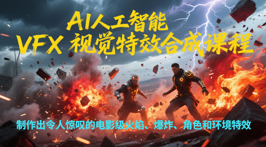AI人工智能VFX视觉特效合成课程，制作出令人惊叹的电影级火焰、爆炸、角色和环境特效-保成圈-山云人力,分享创业咨询_最新网络项目资源