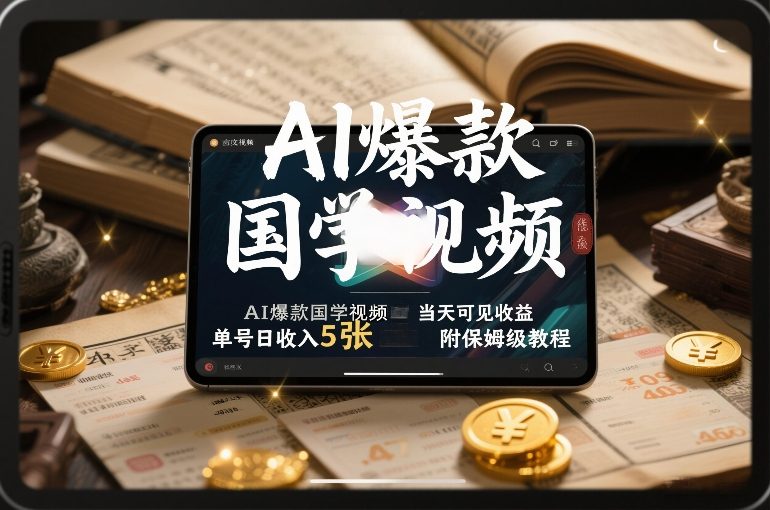 AI爆款国学视频，独家起号方法，小白直接上手，当天可见收益，单号日收入5张+附保姆级教程-保成圈-山云人力,分享创业咨询_最新网络项目资源