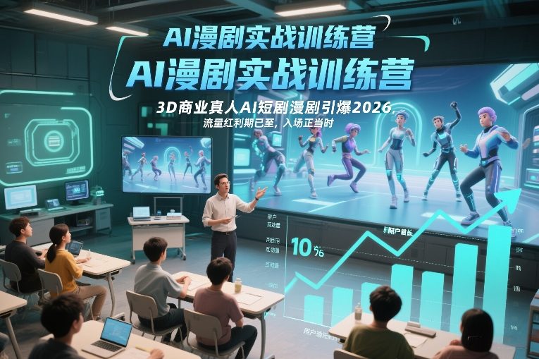 AI漫剧实战训练营，3D商业真人AI短剧漫剧引爆2026，流量红利期已至，入场正当时-保成圈-山云人力,分享创业咨询_最新网络项目资源