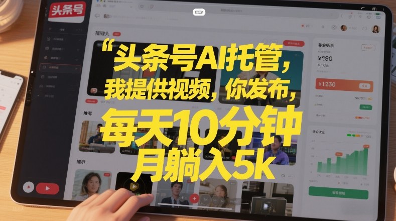 头条号AI托管，我提供视频，你发布，每天10分钟，月躺入5k+【揭秘】-保成圈-山云人力,分享创业咨询_最新网络项目资源