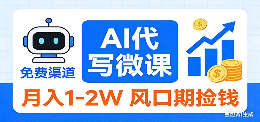 2026告别打工！AI 代写微课，提供免费渠道，月入 1-2W 风口期捡钱-保成圈-山云人力,分享创业咨询_最新网络项目资源
