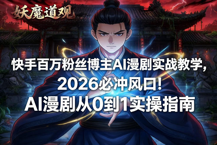 快手百万粉丝博主AI漫剧实战教学，2026必冲风口！AI漫剧从0到1实操指南-保成圈-山云人力,分享创业咨询_最新网络项目资源