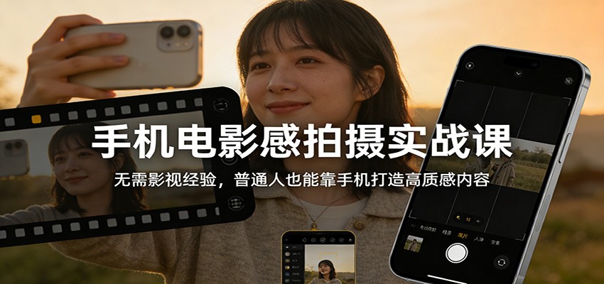 手机电影感拍摄实战课：无需影视经验，普通人也能靠手机打造高质感内容-保成圈-山云人力,分享创业咨询_最新网络项目资源