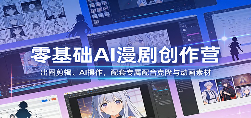 零基础AI漫剧创作营：出图剪辑、AI操作，配套专属配音克隆与动画素材-保成圈-山云人力,分享创业咨询_最新网络项目资源