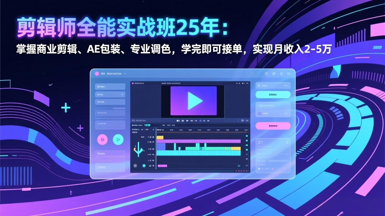 剪辑师全能实战班25年：掌握商业剪辑、AE包装、专业调色，学完即可接单，实现月收入2-5万-保成圈-山云人力,分享创业咨询_最新网络项目资源