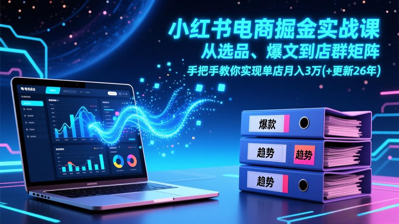 小红书电商掘金实战课，从选品、爆文到店群矩阵，手把手教你实现单店月入3万+(更新26年-保成圈-山云人力,分享创业咨询_最新网络项目资源