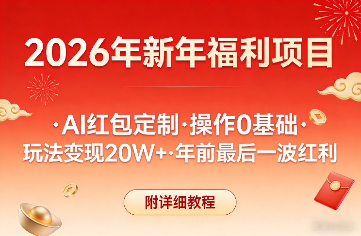新年福利项目，AI红包定制，操作0基础，玩法变现20W+年前最后一波红利，附详细教程-保成圈-山云人力,分享创业咨询_最新网络项目资源