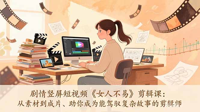 剧情竖屏短视频《女人不易》剪辑课：从素材到成片、助你成为能驾驭复杂故事的剪辑师-保成圈-山云人力,分享创业咨询_最新网络项目资源