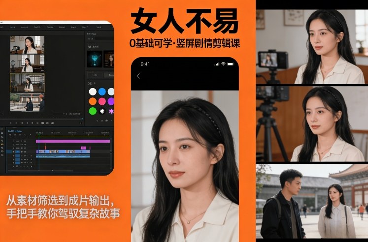 0基础可学！《女人不易》竖屏剧情剪辑课，从素材筛选到成片输出，手把手教你驾驭复杂故事-保成圈-山云人力,分享创业咨询_最新网络项目资源