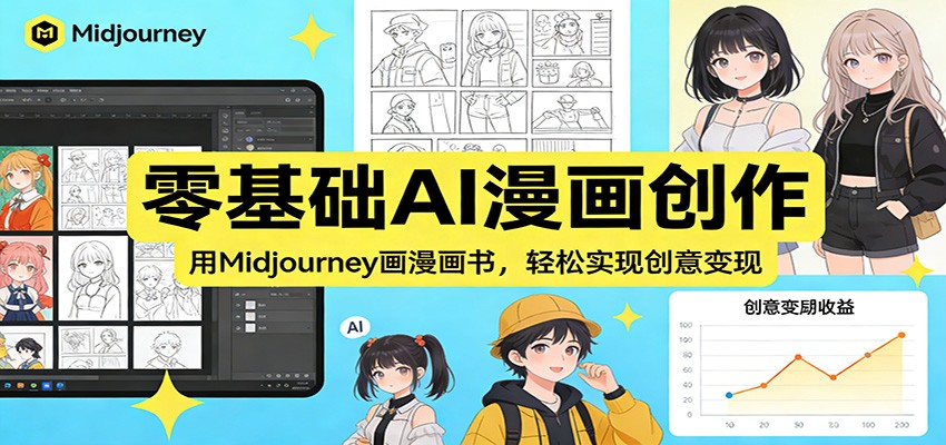 零基础AI漫画创作：用Midjourney画漫画书，轻松实现创意变现-保成圈-山云人力,分享创业咨询_最新网络项目资源