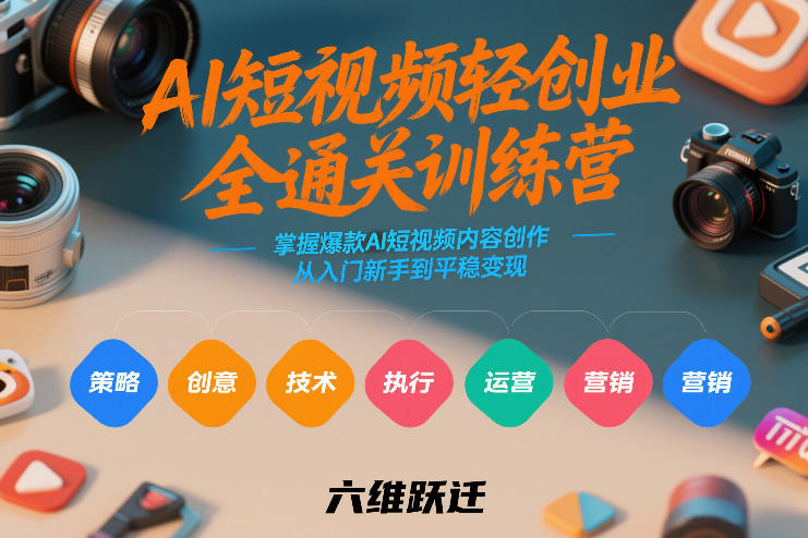AI短视频轻创业全通关训练营，掌握爆款AI短视频内容创作，从入门新手到平稳变现的六维跃迁-保成圈-山云人力,分享创业咨询_最新网络项目资源