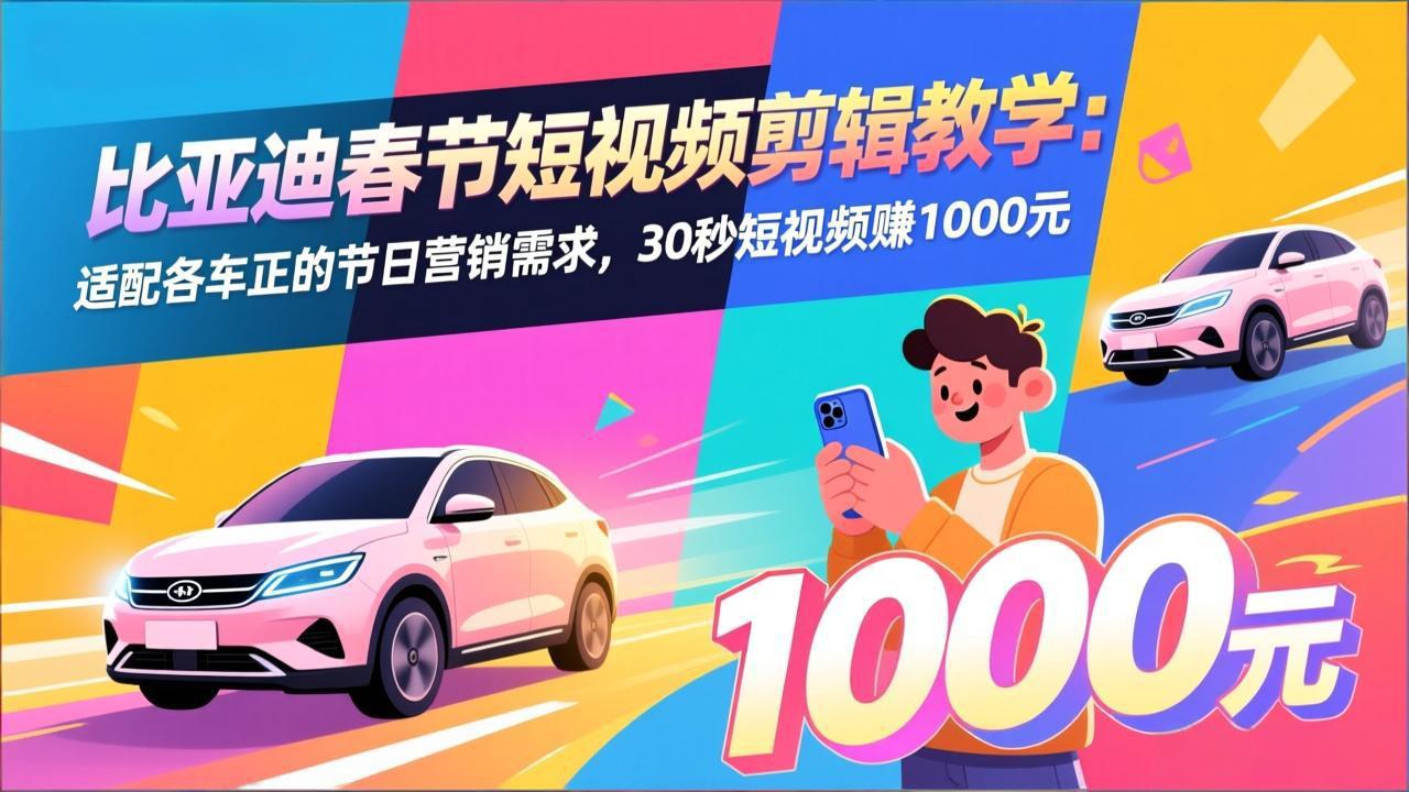 比亚迪春节短视频剪辑教学：适配各车企的节日营销需求，30秒短视频赚1000元-保成圈-山云人力,分享创业咨询_最新网络项目资源