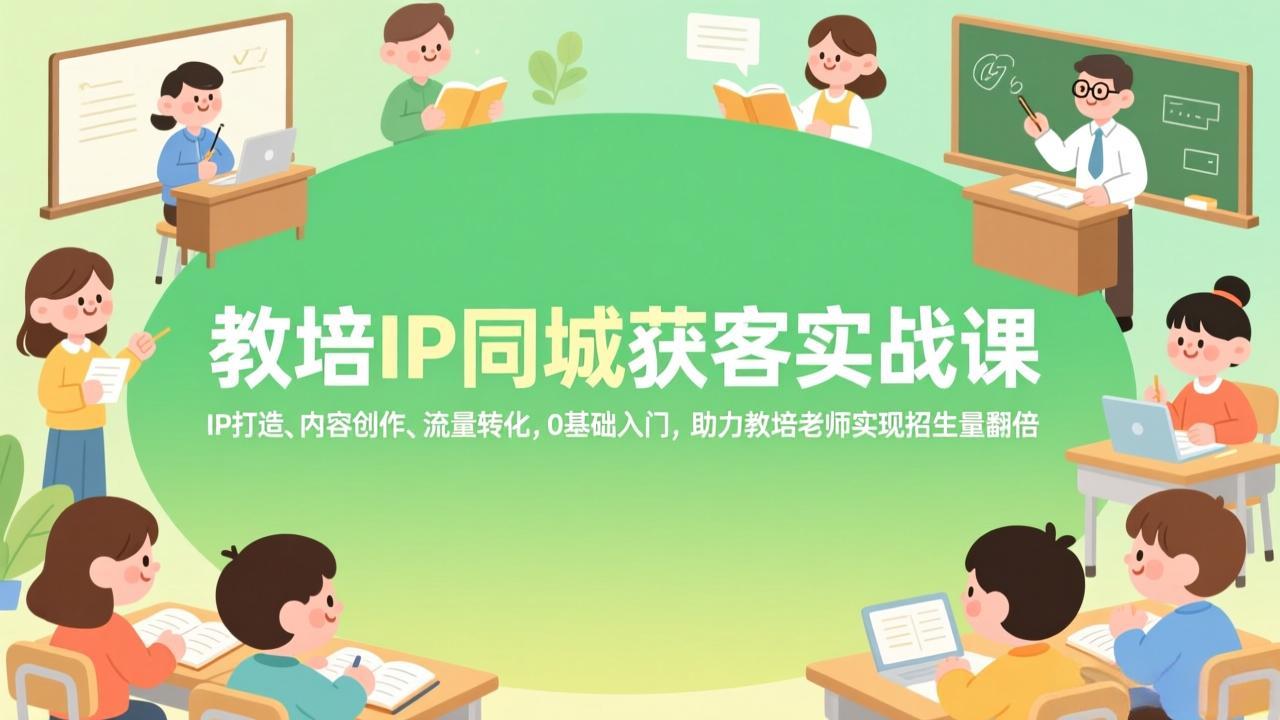 教培IP同城获客实战课，IP打造、内容创作、流量转化，0基础入门，助力教培老师实现招生量翻倍-保成圈-山云人力,分享创业咨询_最新网络项目资源