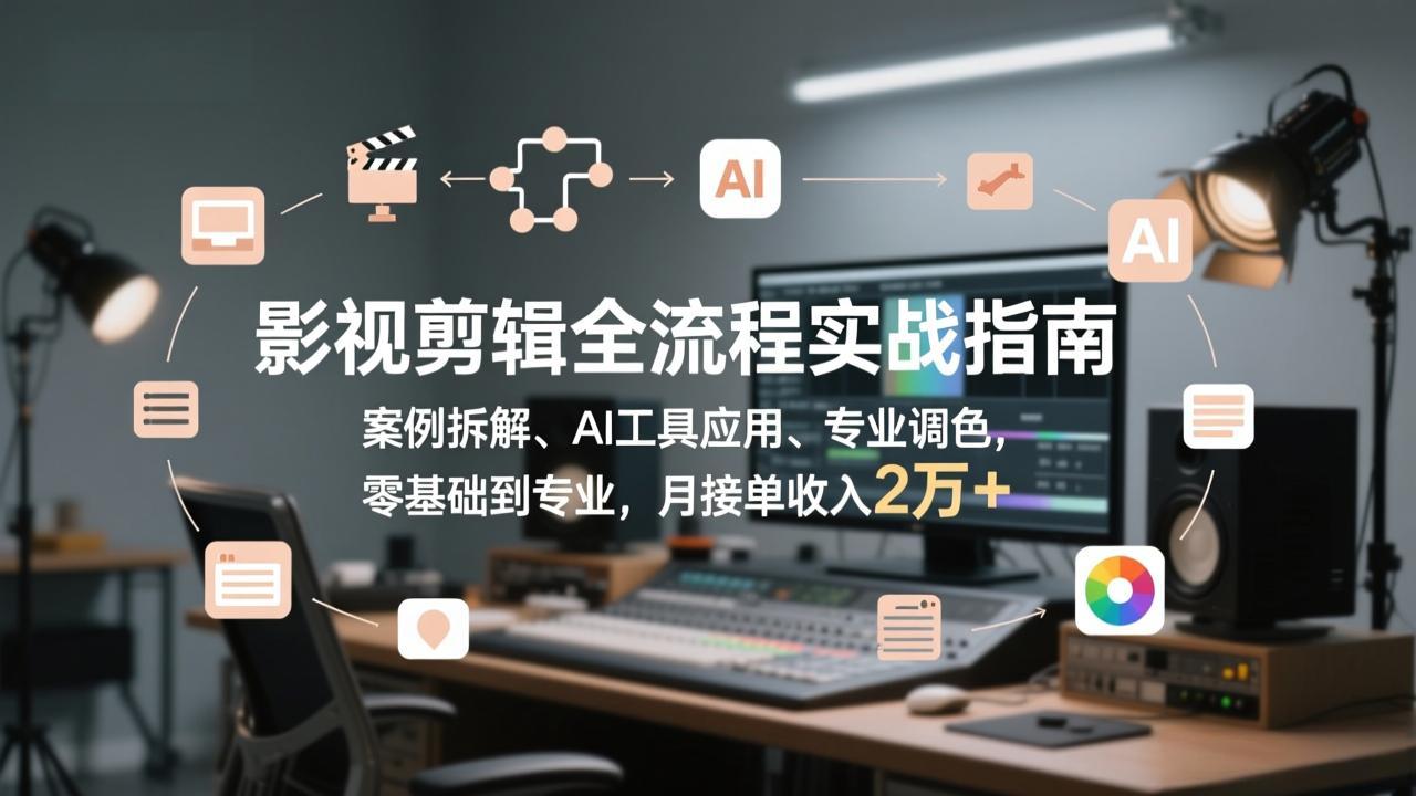 影视剪辑全流程实战指南，案例拆解、AI工具应用、专业调色，零基础到专业，月接单收入2万+-保成圈-山云人力,分享创业咨询_最新网络项目资源