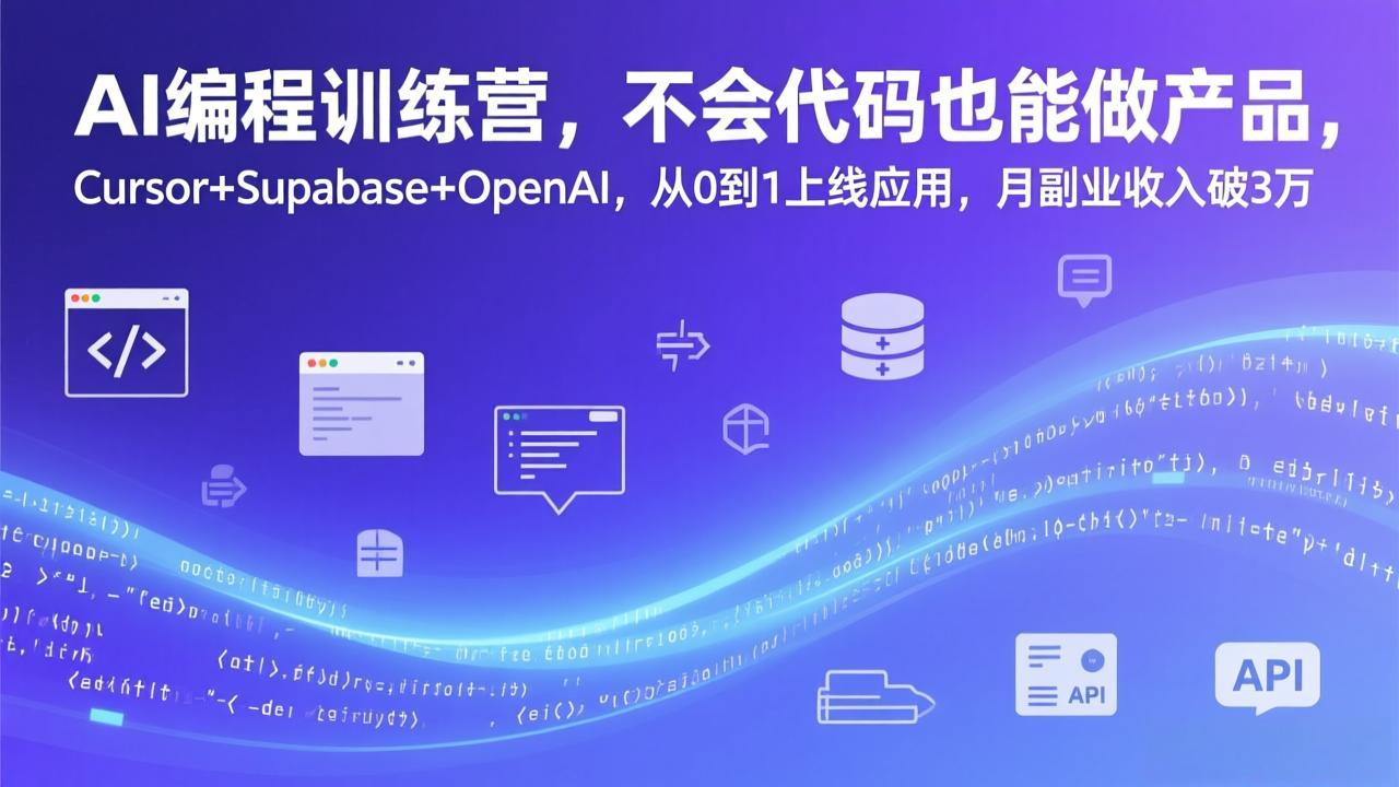 AI编程训练营，不会代码也能做产品，Cursor+Supabase+OpenAI，从0到1上线应用，月副业收入破3万-保成圈-山云人力,分享创业咨询_最新网络项目资源