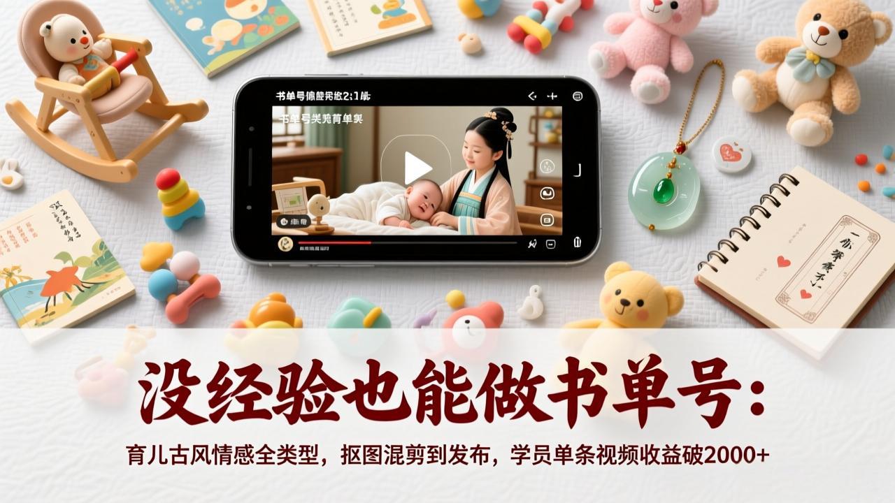 没经验也能做书单号：育儿古风情感全类型，抠图混剪到发布，学员单条视频收益破2000+-保成圈-山云人力,分享创业咨询_最新网络项目资源