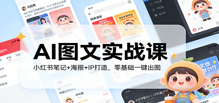 AI图文实战课：小红书笔记+海报+IP打造，零基础一键出图-保成圈-山云人力,分享创业咨询_最新网络项目资源