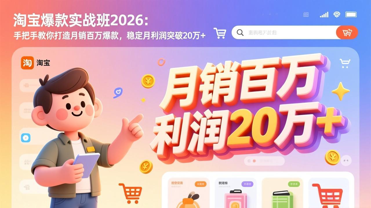 淘宝爆款实战班-2026年2月更新：手把手教你打造月销百万爆款，稳定月利润突破20万+-保成圈-山云人力,分享创业咨询_最新网络项目资源