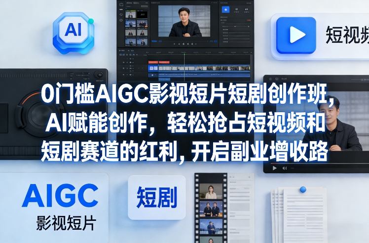 0门槛AIGC影视短片短剧创作班，AI赋能创作，轻松抢占短视频和短剧赛道的红利，开启副业增收路-保成圈-山云人力,分享创业咨询_最新网络项目资源