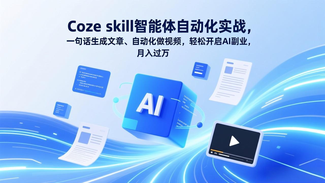 Coze skill智能体自动化实战，一句话生成文章、自动化做视频，轻松开启AI副业，月入过万-保成圈-山云人力,分享创业咨询_最新网络项目资源