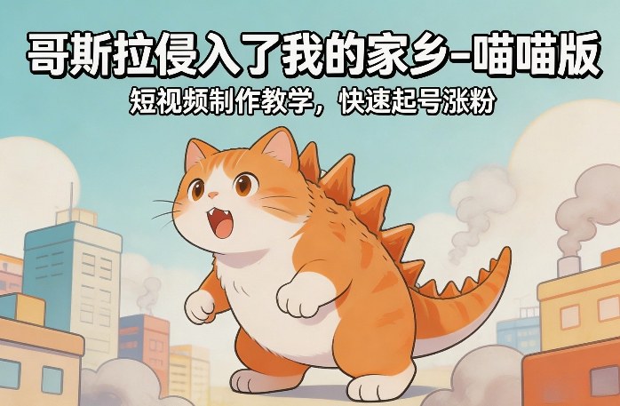 哥斯拉侵入了我的家乡–喵喵版短视频制作教学，快速起号涨粉-保成圈-山云人力,分享创业咨询_最新网络项目资源