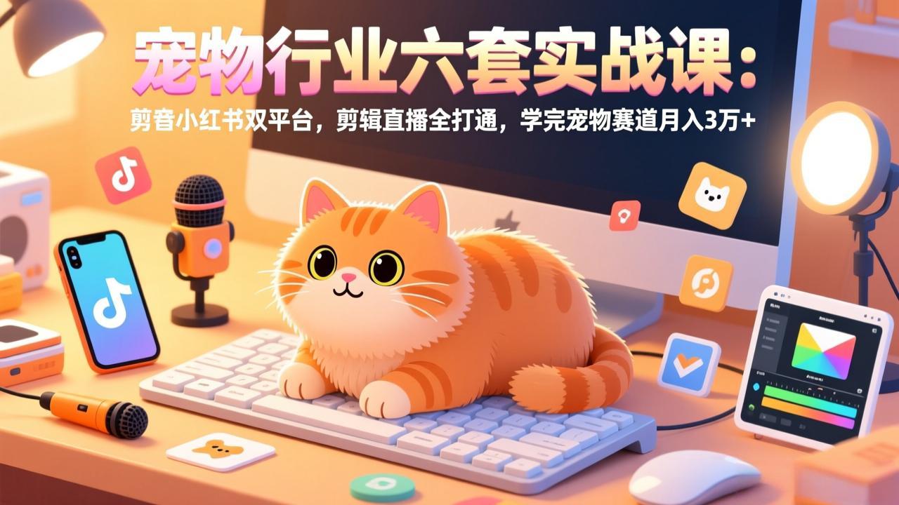 宠物行业六套实战课：抖音小红书双平台，剪辑直播全打通，学完宠物赛道月入3万+-保成圈-山云人力,分享创业咨询_最新网络项目资源