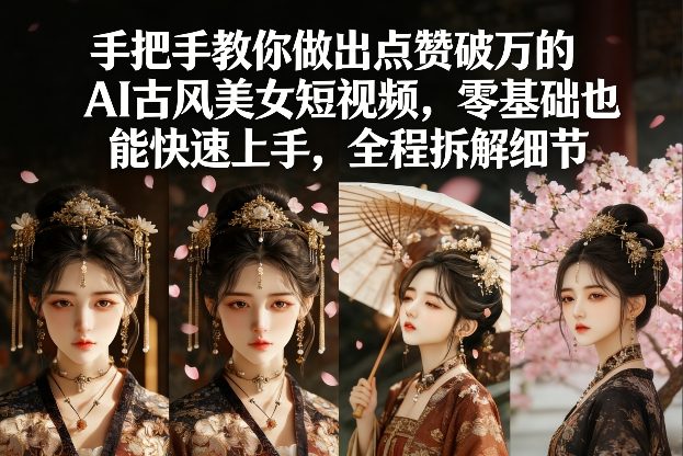 手把手教你做出点赞破万的AI古风美女短视频，零基础也能快速上手，全程拆解细节-保成圈-山云人力,分享创业咨询_最新网络项目资源