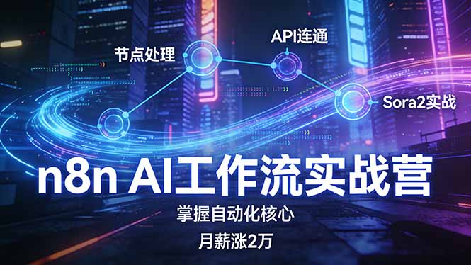n8n AI工作流实战营，节点处理+API连通+Sora2实战，掌握自动化核心月薪涨2万-保成圈-山云人力,分享创业咨询_最新网络项目资源