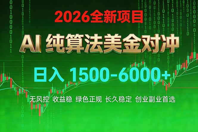 2026 全新美金对冲项目，不套平台赠金，不封号，纯算法对冲，日入 1500-6000+-保成圈-山云人力,分享创业咨询_最新网络项目资源