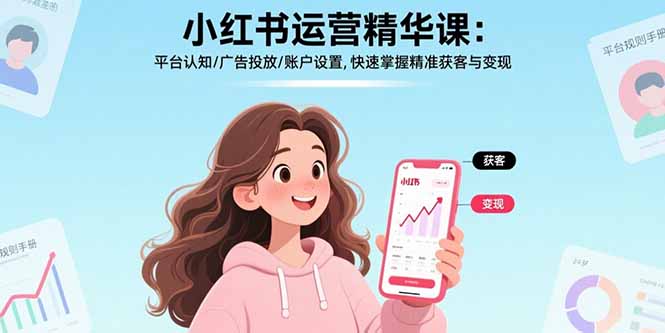 小红书运营精华课-更新：平台认知/广告投放/账户设置,快速掌握精准获客与变现-保成圈-山云人力,分享创业咨询_最新网络项目资源