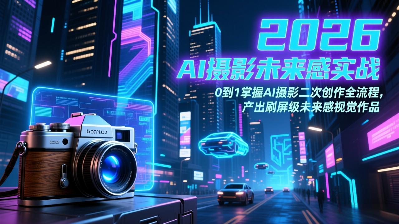 2026 AI摄影未来感实战：0到1掌握AI摄影二次创作全流程，产出刷屏级未来感视觉作品-保成圈-山云人力,分享创业咨询_最新网络项目资源
