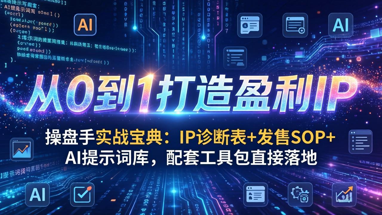 操盘手实战宝典：IP诊断表+发售SOP+AI提示词库，配套工具包直接落地，从0到1打造盈利IP-保成圈-山云人力,分享创业咨询_最新网络项目资源