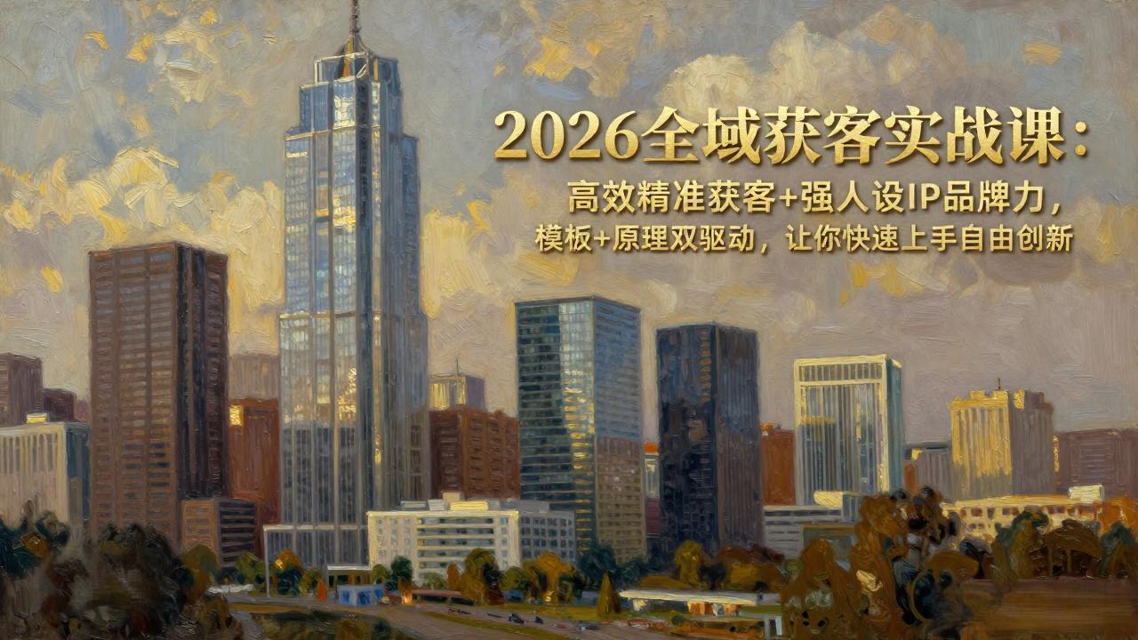 2026全域获客实战课：高效精准获客+强人设IP品牌力，模板+原理双驱动，让你快速上手自由创新-保成圈-山云人力,分享创业咨询_最新网络项目资源