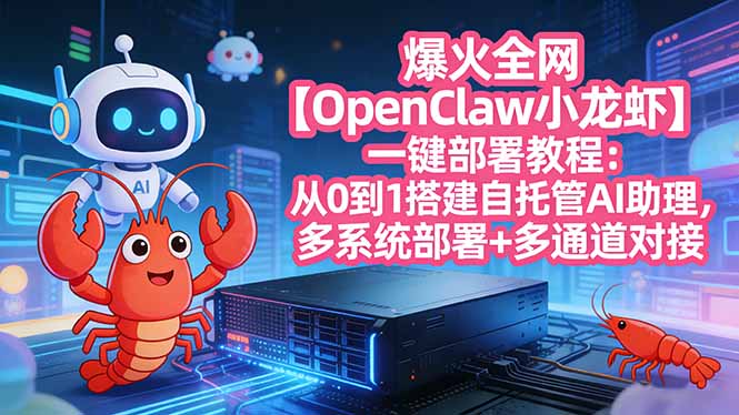 爆火全网【OpenClaw 小龙虾】一键部署教程：从0到1搭建自托管AI助理，多系统部署+多通道对接-保成圈-山云人力,分享创业咨询_最新网络项目资源
