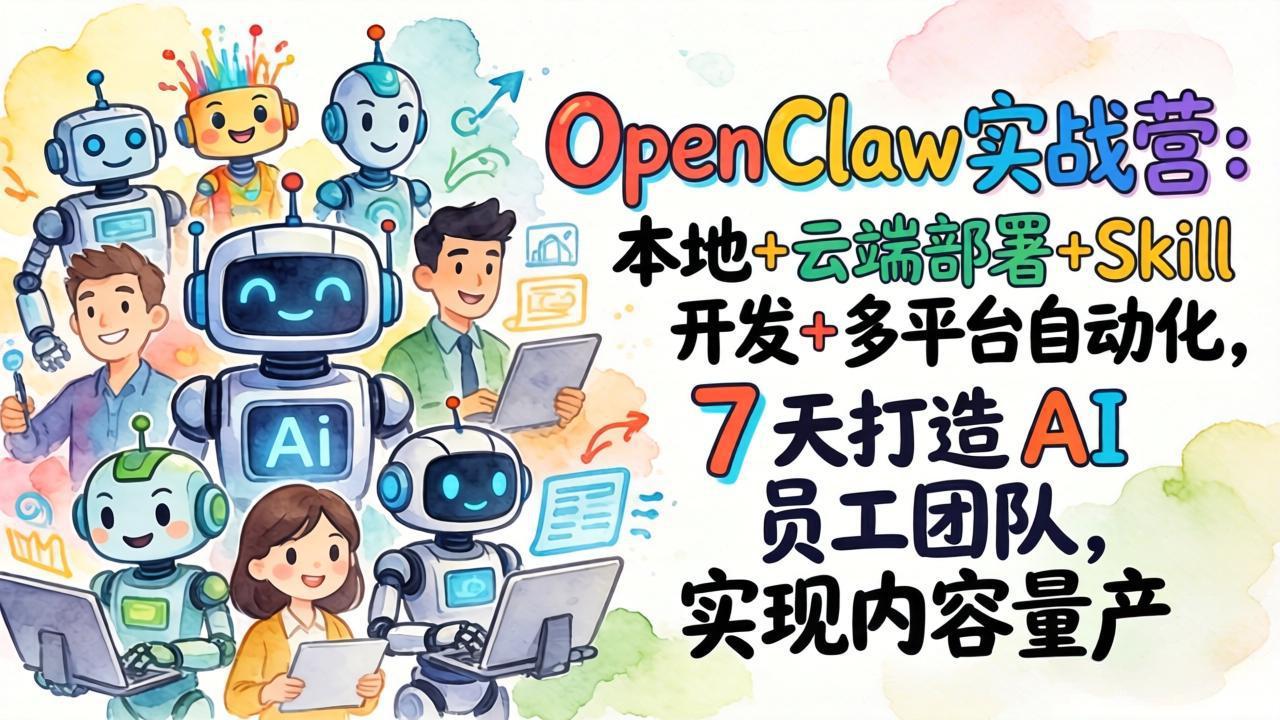 OpenClaw实战营：本地+云端部署+Skill开发+多平台自动化，7 天打造 AI 员工团队，实现内容量产-保成圈-山云人力,分享创业咨询_最新网络项目资源