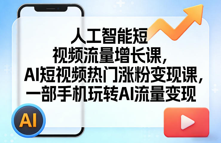 人工智能短视频流量增长课，AI短视频热门涨粉变现课，一部手机玩转AI流量变现-保成圈-山云人力,分享创业咨询_最新网络项目资源