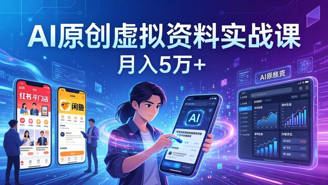 AI原创虚拟资料实战课：2026新机会，小红书闲鱼开店，普通人用AI轻松变现，月入5万+-保成圈-山云人力,分享创业咨询_最新网络项目资源
