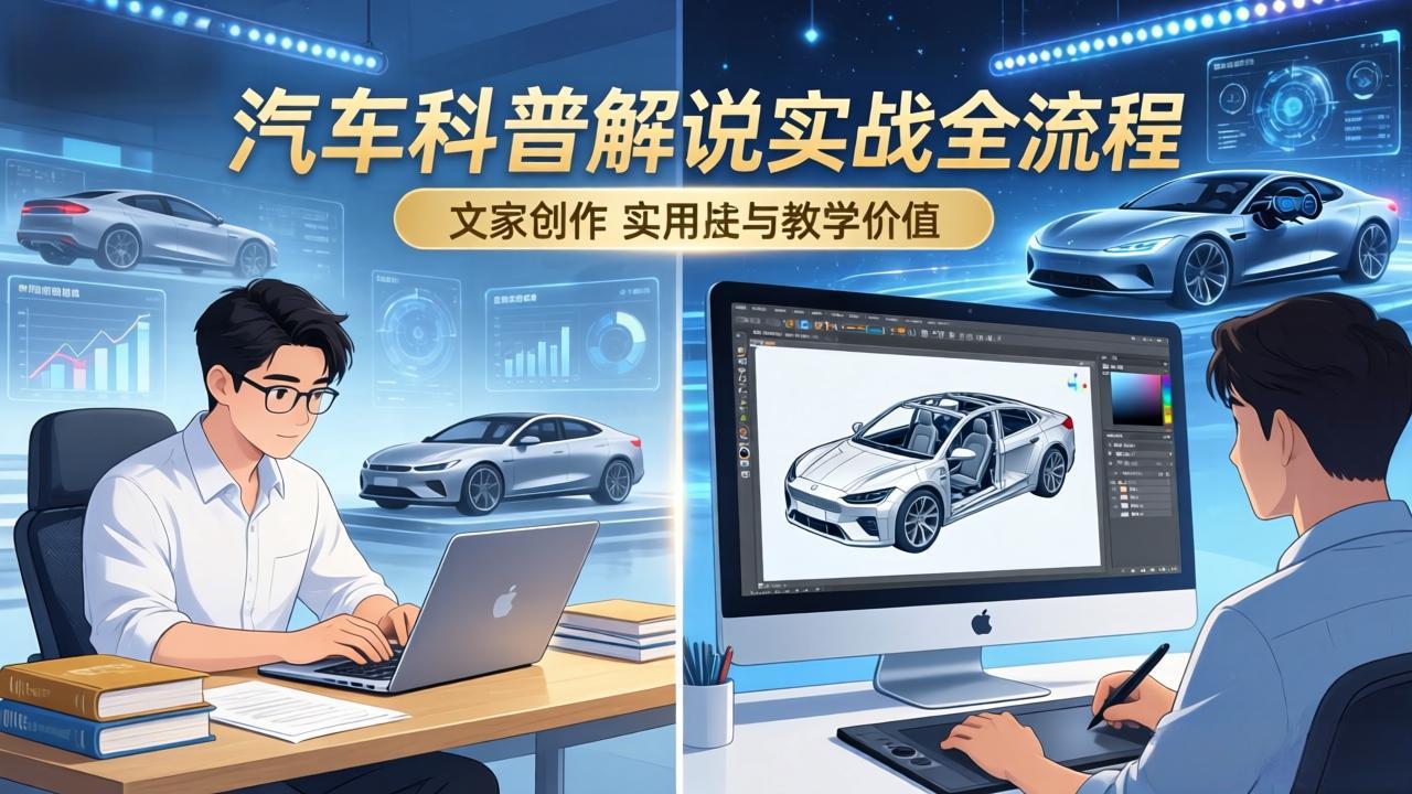 抖音汽车科普解说实战：文案+动画+画面处理+去水印全流程，打造专业汽车科普视频-保成圈-山云人力,分享创业咨询_最新网络项目资源