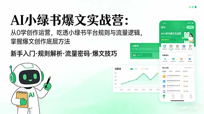 AI 小绿书爆文实战营：从0学创作运营，吃透小绿书平台规则与流量逻辑，掌握爆文创作底层方法-保成圈-山云人力,分享创业咨询_最新网络项目资源
