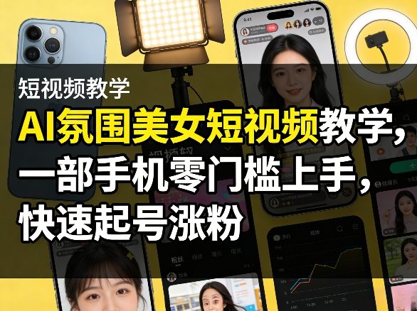 AI氛围美女短视频教学，一部手机零门槛上手，快速起号涨粉-保成圈-山云人力,分享创业咨询_最新网络项目资源