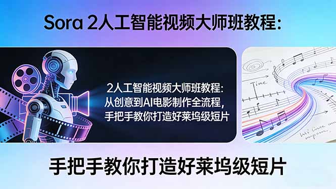 Sora 2人工智能视频大师班教程：从创意到AI电影制作全流程，手把手教你打造好莱坞级短片-保成圈-山云人力,分享创业咨询_最新网络项目资源
