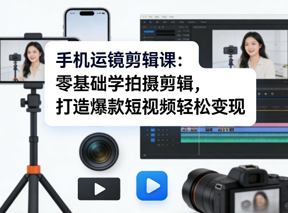 手机运镜剪辑课：零基础学拍摄剪辑，打造爆款短视频轻松变现-保成圈-山云人力,分享创业咨询_最新网络项目资源