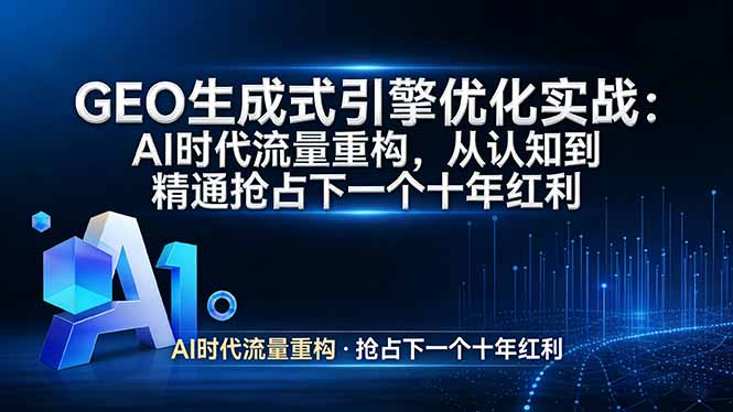 GEO 生成式引擎优化实战：AI时代流量重构，从认知到精通抢占下一个十年红利-保成圈-山云人力,分享创业咨询_最新网络项目资源