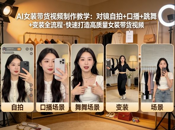 AI女装带货视频制作教学，对镜自拍、口播、跳舞、变装全流程，快速打造高质量女装带货视频-保成圈-山云人力,分享创业咨询_最新网络项目资源