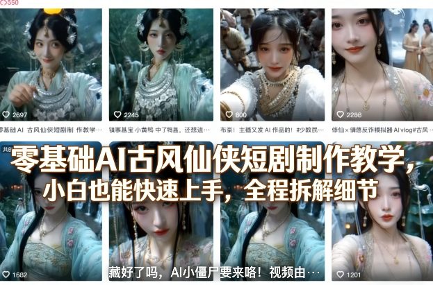 零基础AI古风仙侠短剧制作教学，小白也能快速上手，全程拆解细节-保成圈-山云人力,分享创业咨询_最新网络项目资源