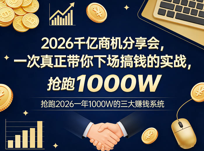 2026千亿商机分享会，一次真正带你下场搞钱的实战，抢跑2026一年1000W的三大賺钱系统-保成圈-山云人力,分享创业咨询_最新网络项目资源