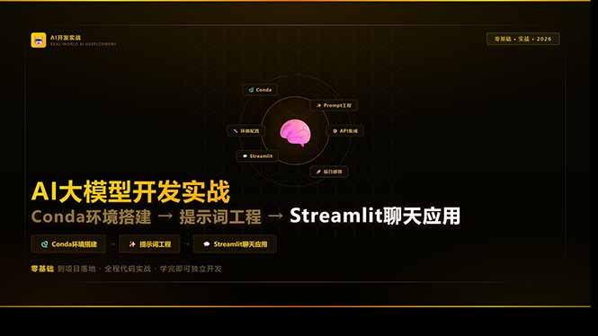 AI大模型开发实战：Conda环境搭建→提示词工程→Streamlit聊天应用，零基础到项目落地-保成圈-山云人力,分享创业咨询_最新网络项目资源