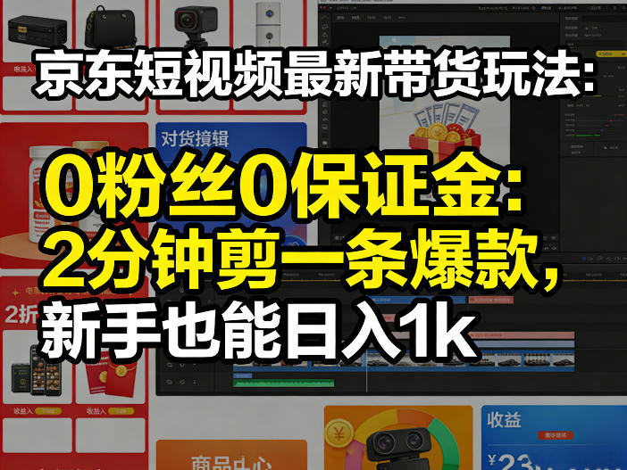京东短视频最新带货玩法，0粉丝0保证金，2分钟剪一条爆款，新手也能日入1k+【揭秘】-保成圈-山云人力,分享创业咨询_最新网络项目资源